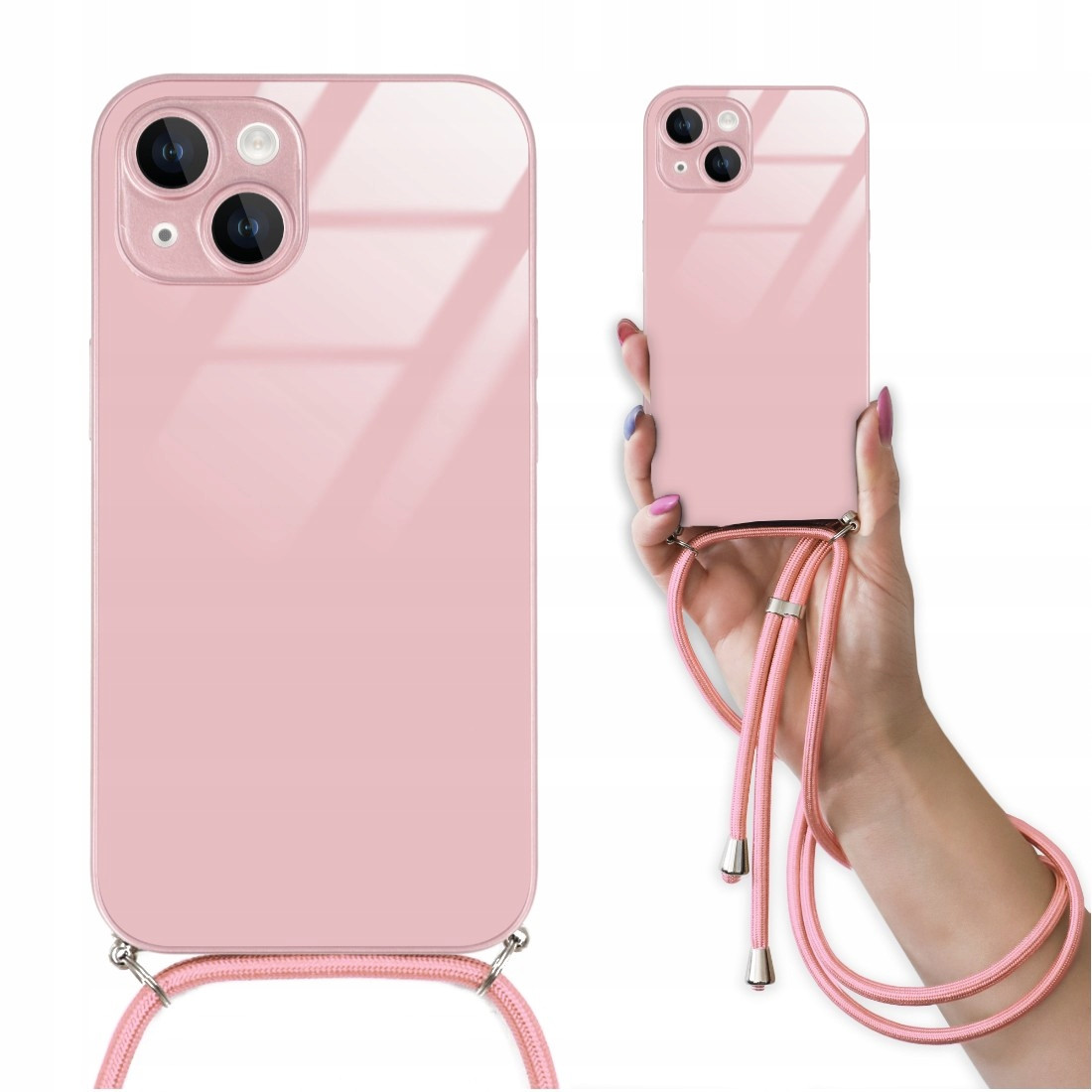 Pouzdro Premium Crossglam Glass Růžové Kryt Růžová Šňůrka Pro Iphone 14