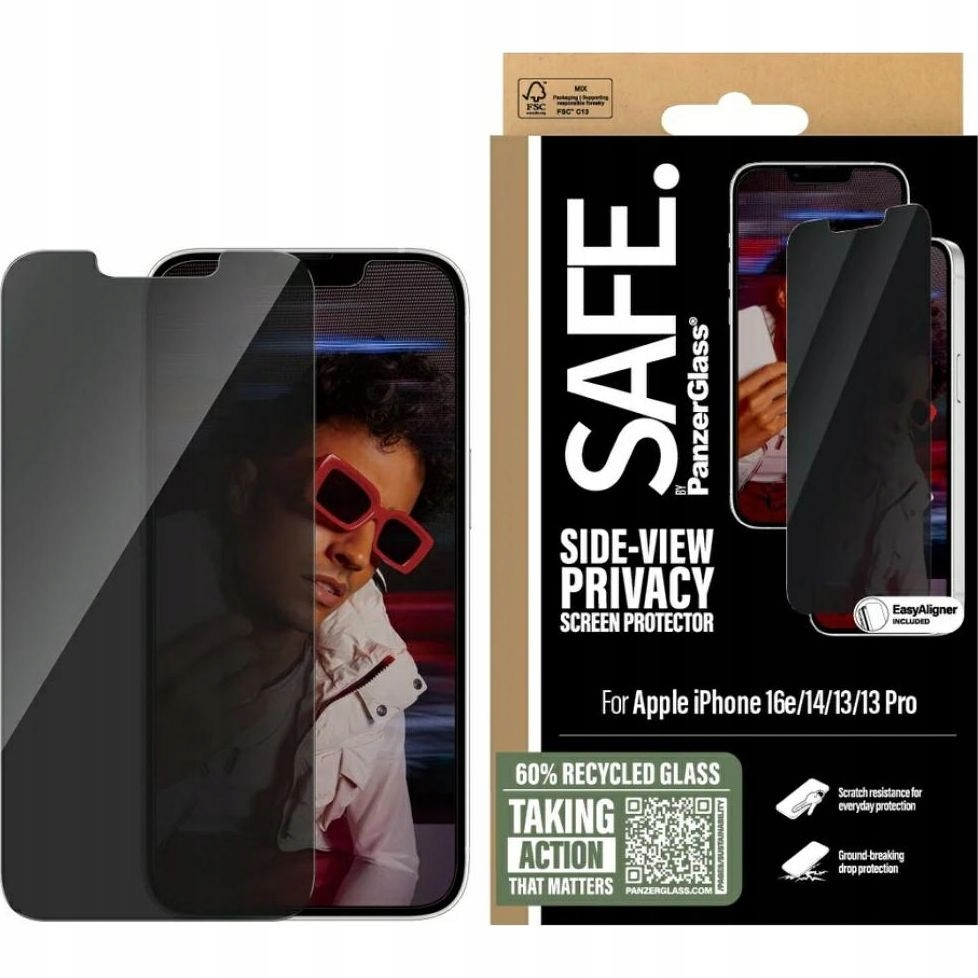 Sklo tajné PanzerGlass pro iPhone 16e/14/13 Pro/13, na displej aplikátor