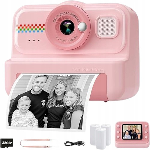Instantní fotoaparát Termálního tisku pro děti Ala Instaks 32 Gb Růžový