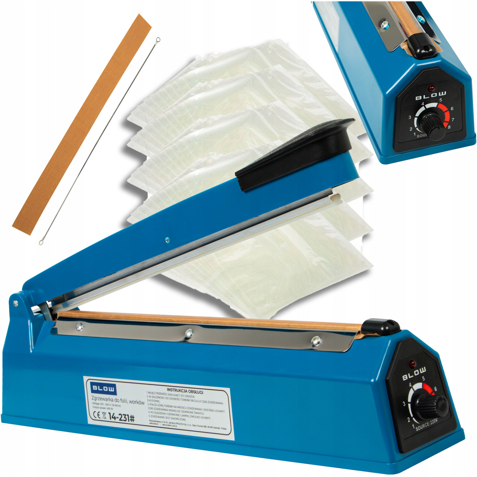 Svářečka Balicí Fólie Balička Nastavení Času Sáčky 20x25 50 Ks