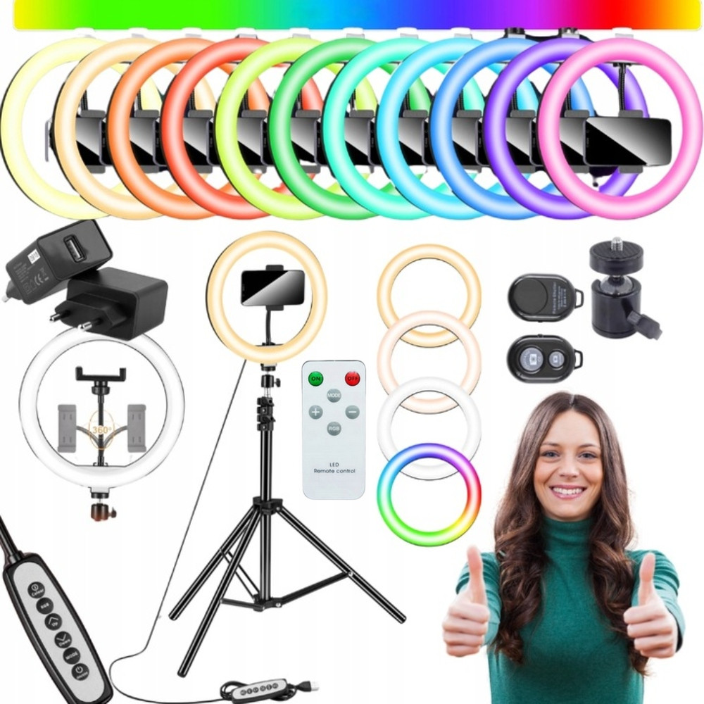 Kruhová Lampa Rgb Ring Stativ Dálkové Ovládání Bt Tiktok Youtube 36 CM 360° Výkonná