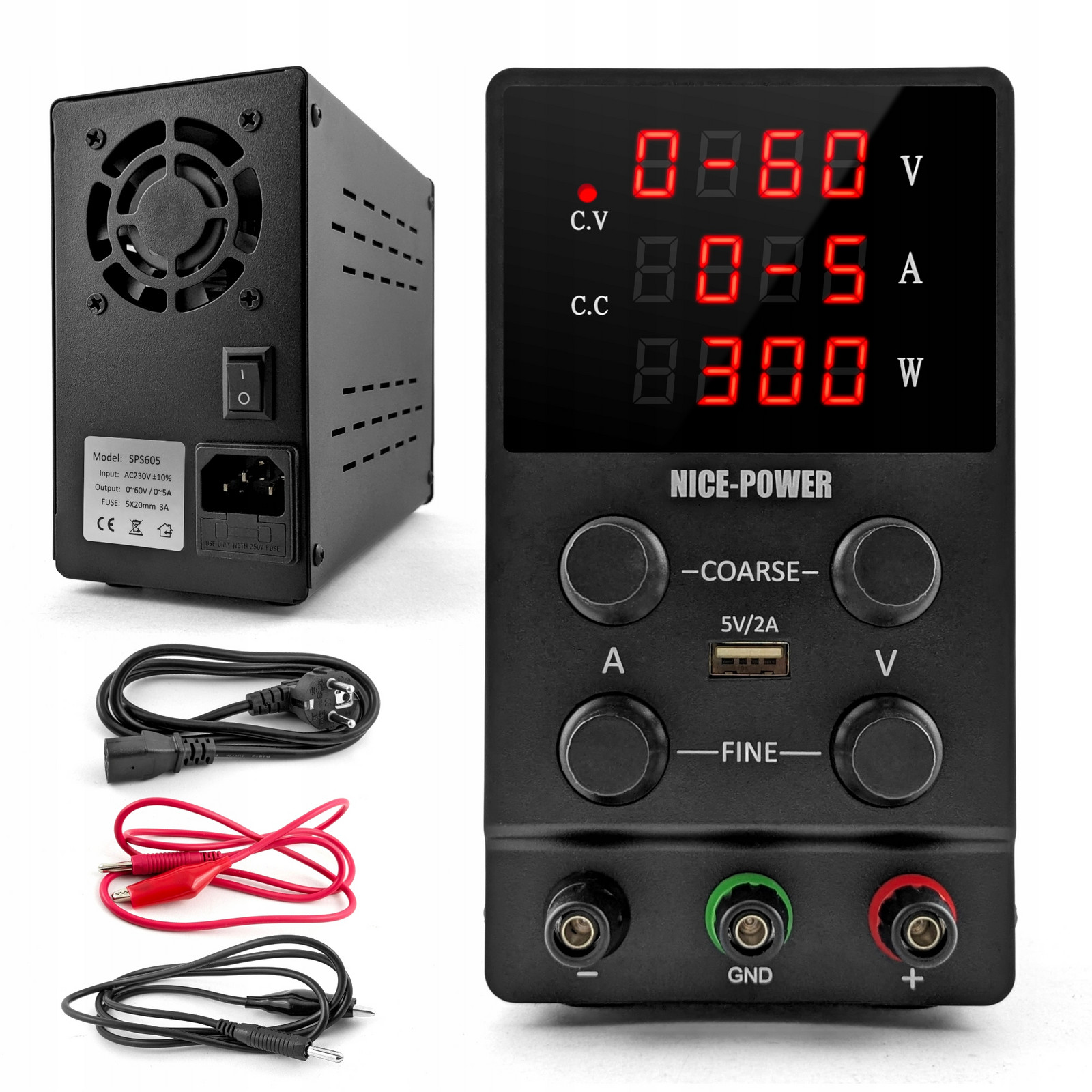 Servisní laboratorní napájecí zdroj 60V 5A Nastavitelný Přesný Usb CC CV