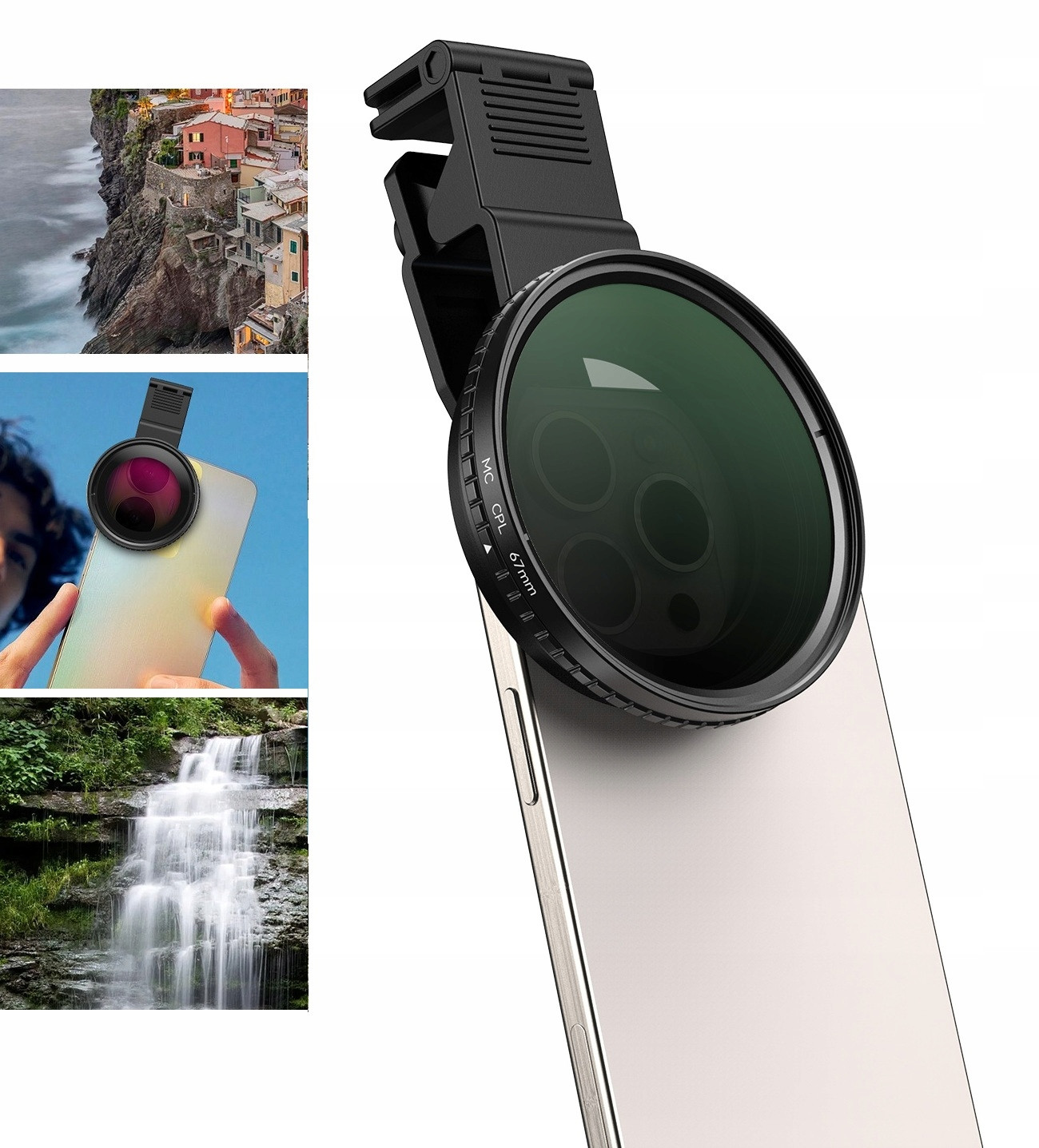 Objektiv Cpl Polarizační filtr 67 mm Sáňky Stopka Iso pro telefon