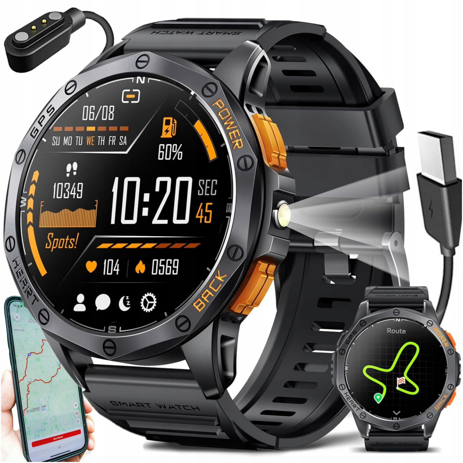 Chytré Hodinky Pánské Gps Menu Polské Voděodolné Hovory Sport Sklo Bonus