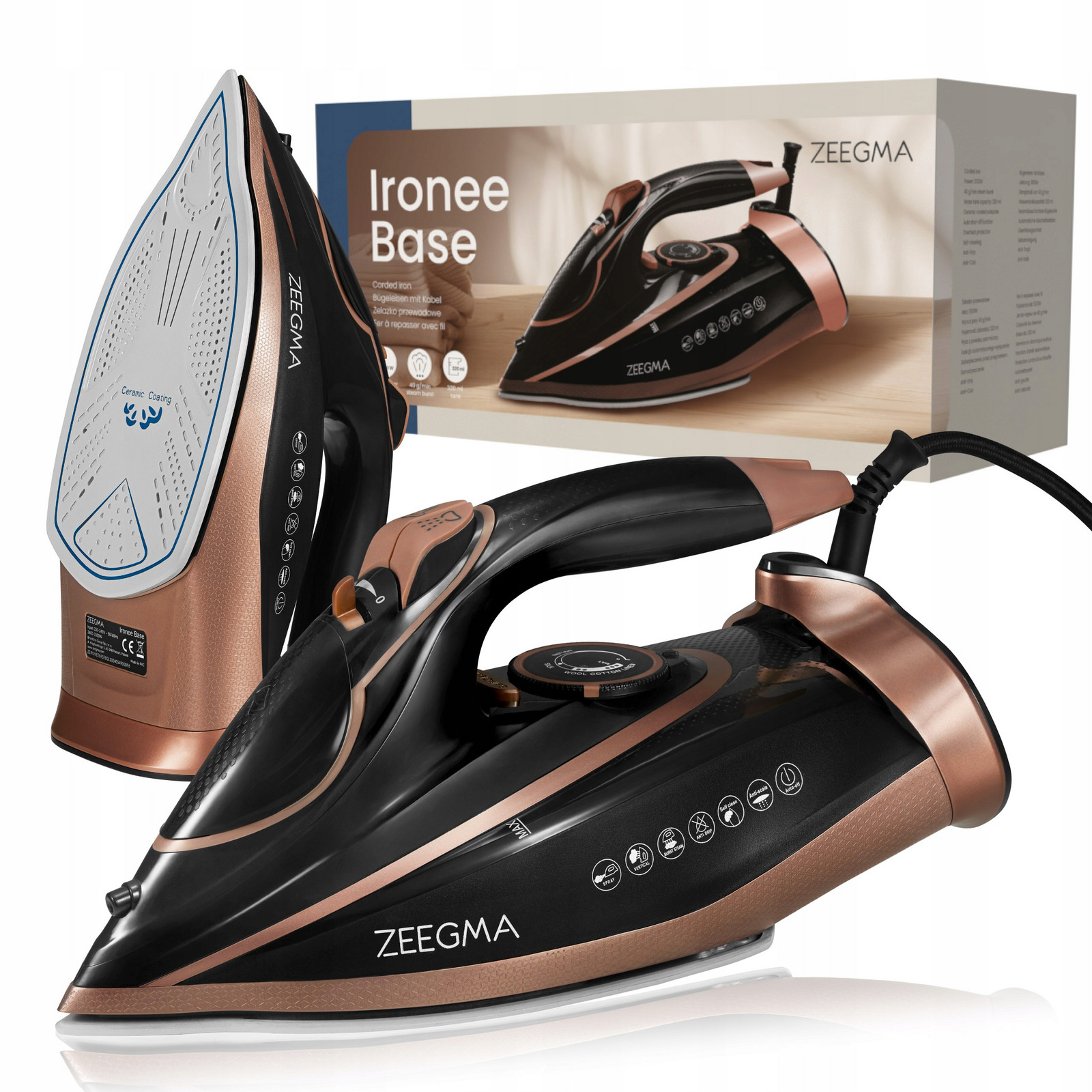 Žehlička 3100 W Velký Výkon Keramická Povrchová Úprava Inovace Anti-drip