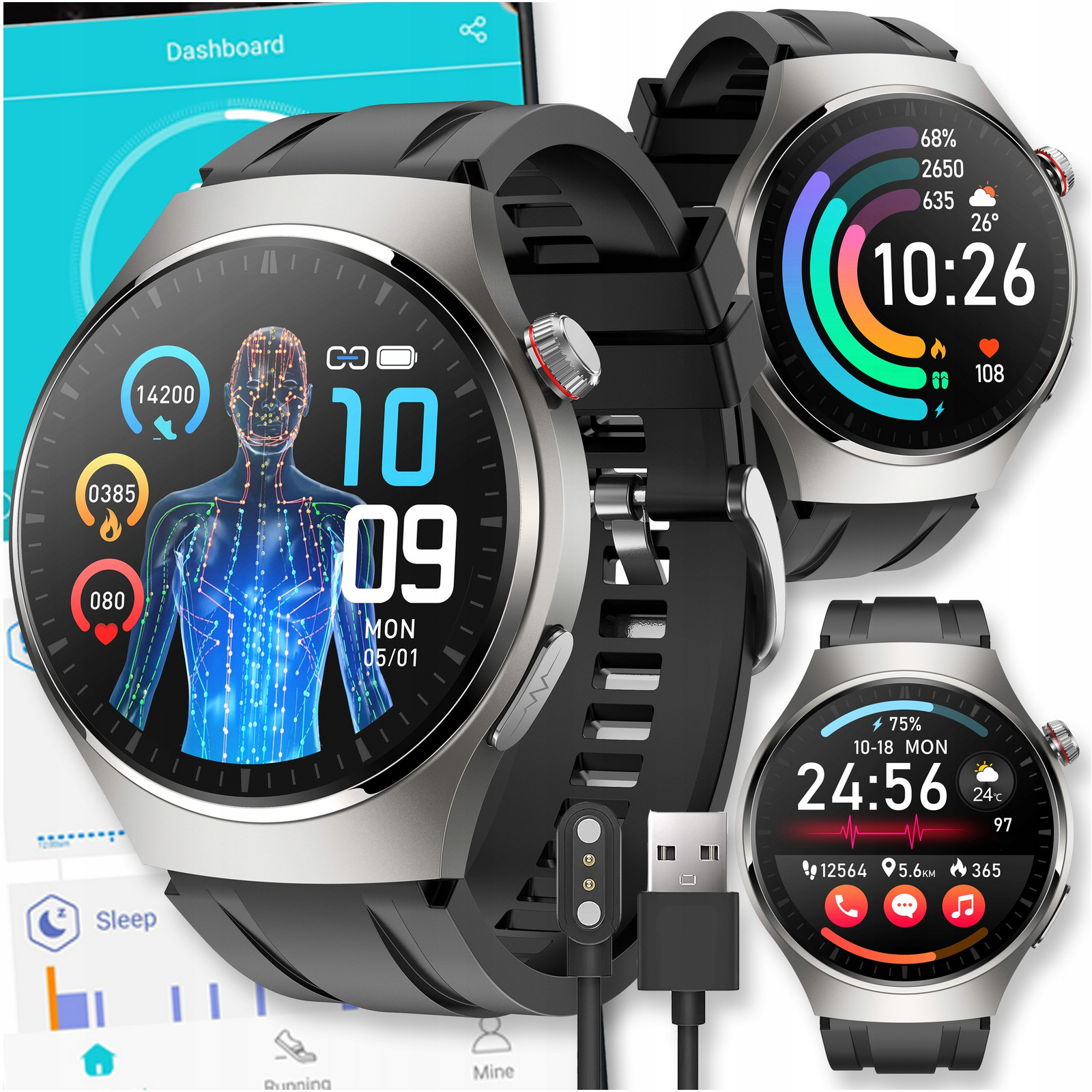 Smartband Band Chytré Hodinky Náramek Hodinek Amoled SP02 Bluetooth 5ATM Silver