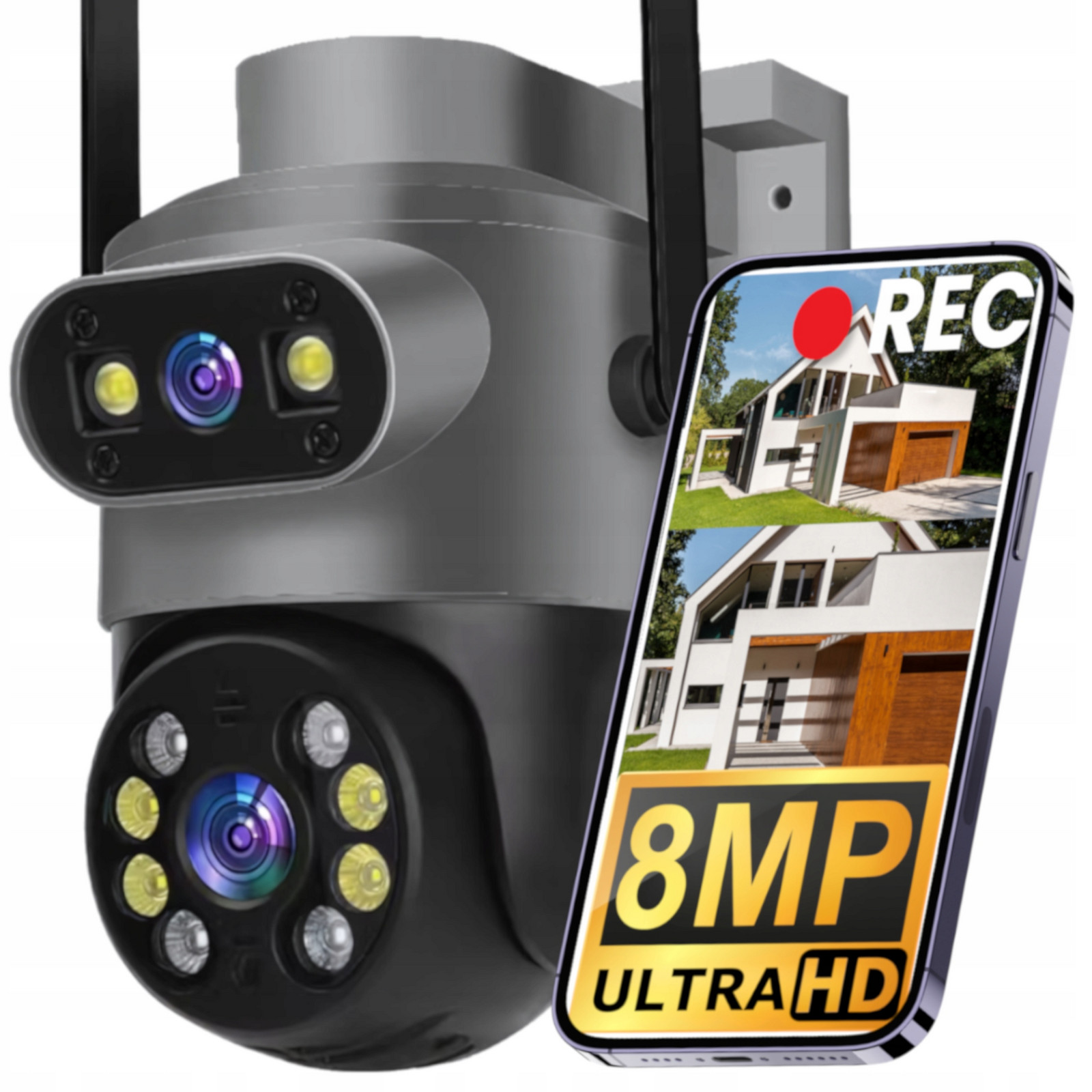 Venkovní Dvojitá Otočná Kamera Ultra Hd 8MPX Wifi Ip Smart Detekce 4K