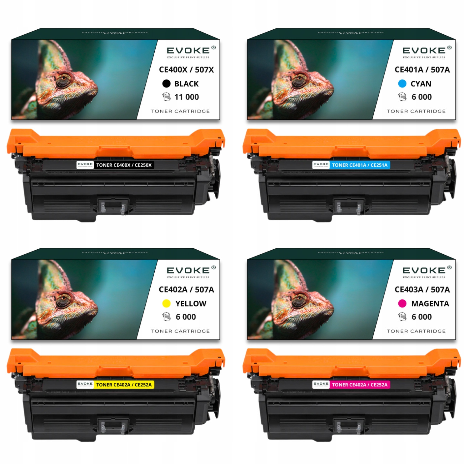4x toner do tiskárny Hp 507X CE250X Sada Cmyk CE400X CE403X