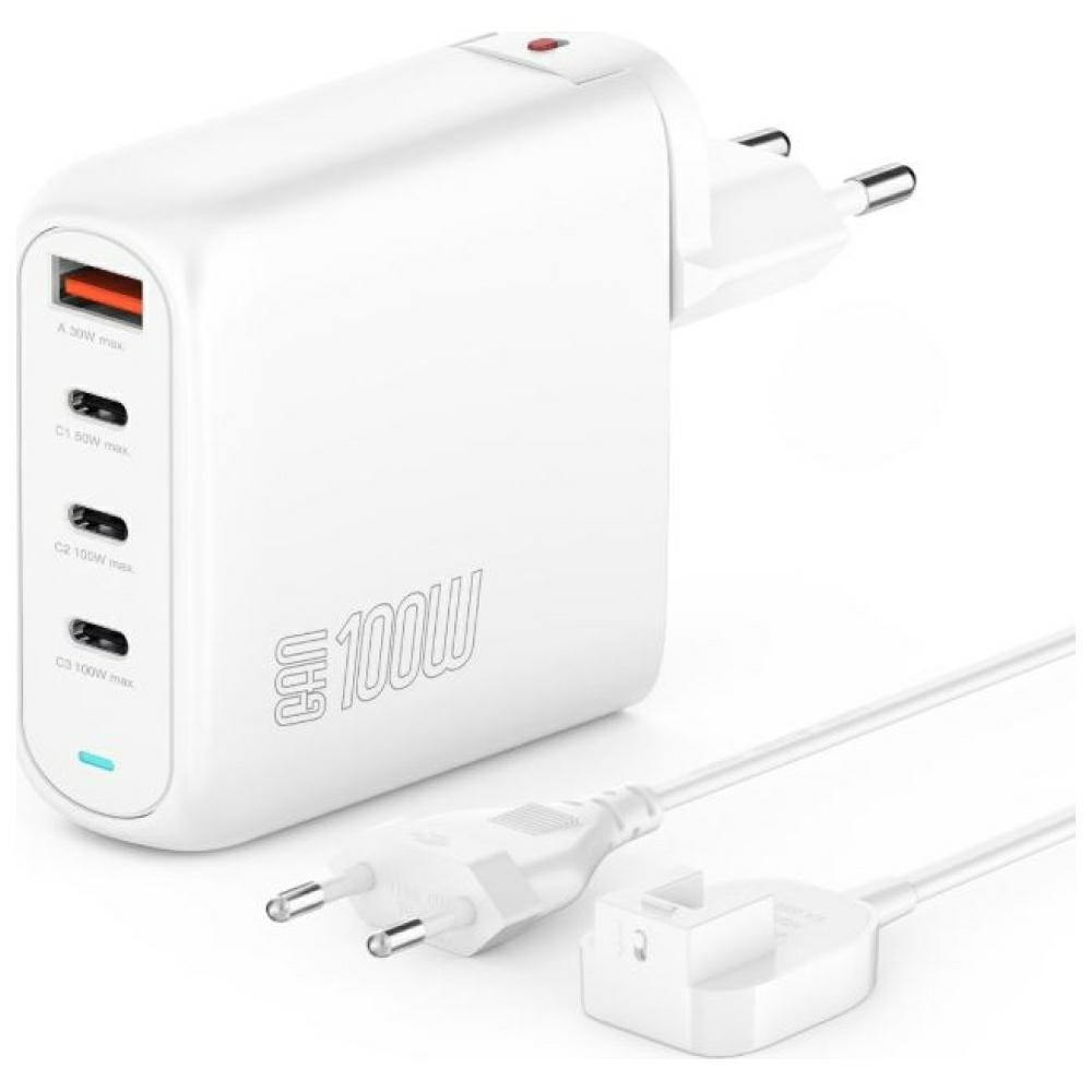 Síťová Nabíječka Nabíjecí Kostka 4SMARTS Flex 100W 3XUSB-C+1XUSB-A Bílá