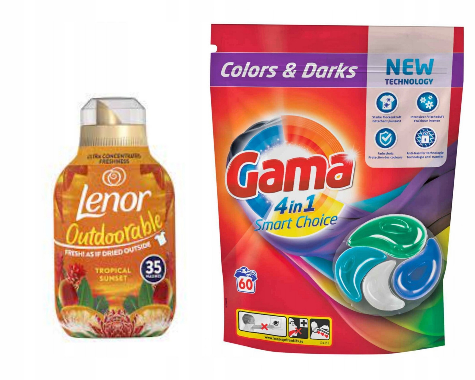 Lenor Tropical Sunset tekutá aviváž 490 ml řada kapsle na praní 60 ks