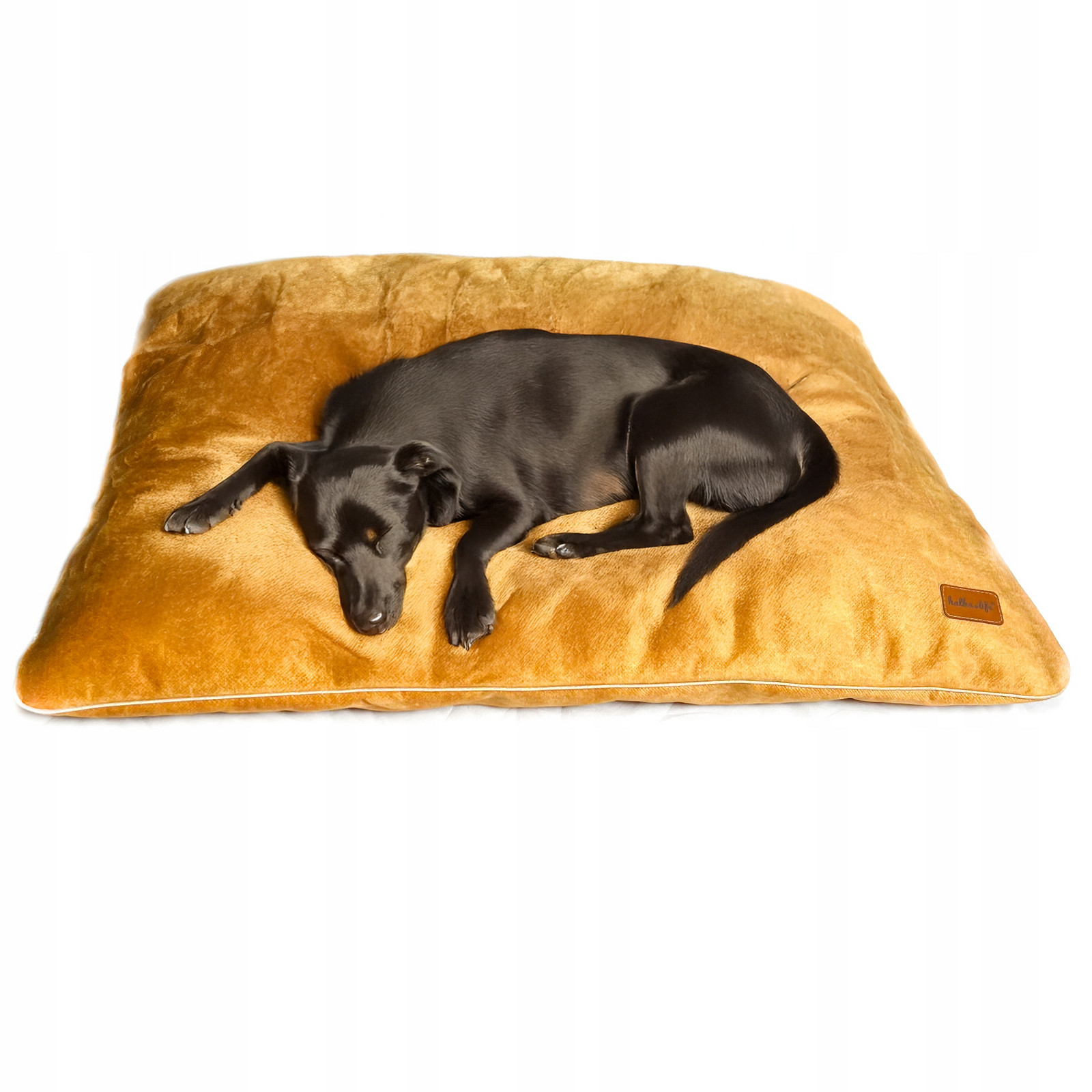 Pelíšek pro velkého psa, velurová poduška Žlutá, XL, 100x100 cm