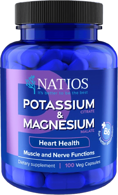 NATIOS Potassium & Magnesium, Draslík citrát a hořčík malát 100 kapslí