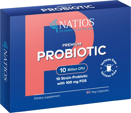 NATIOS Premium Probiotic, Probiotika s FOS, 10 miliard CFU, 10 kmenů, 60 kapslí