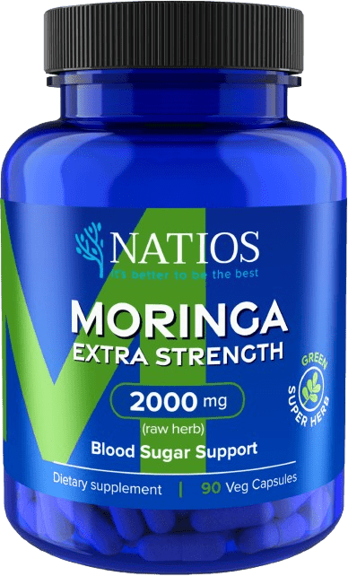 NATIOS Moringa Extract, 2000 mg, Extra Strength 90 kapslí