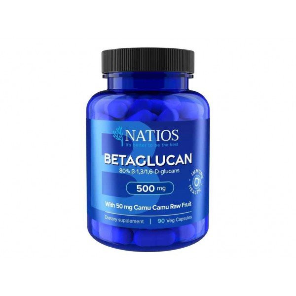 NATIOS Betaglucan, Betaglukany s Camu Camu, 500 mg, vegan, 90 kapslí
