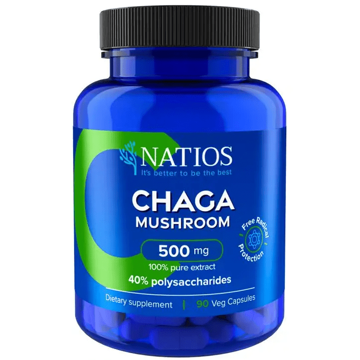 NATIOS Chaga Extract, 500 mg 40% polysaccharides 90 kapslí