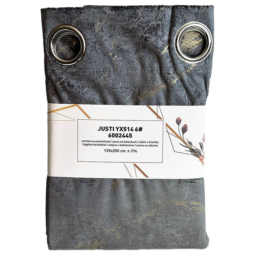 Závěs s oky Velvet Justi YX514/6 135x250 šedý