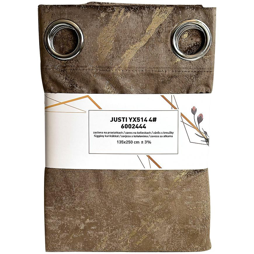 Závěs s oky Velvet Justi YX514/4 135x250 hnědý