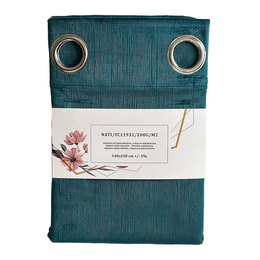 Závěs s oky YC11932/200G/064/140x250 cm tyrkysový