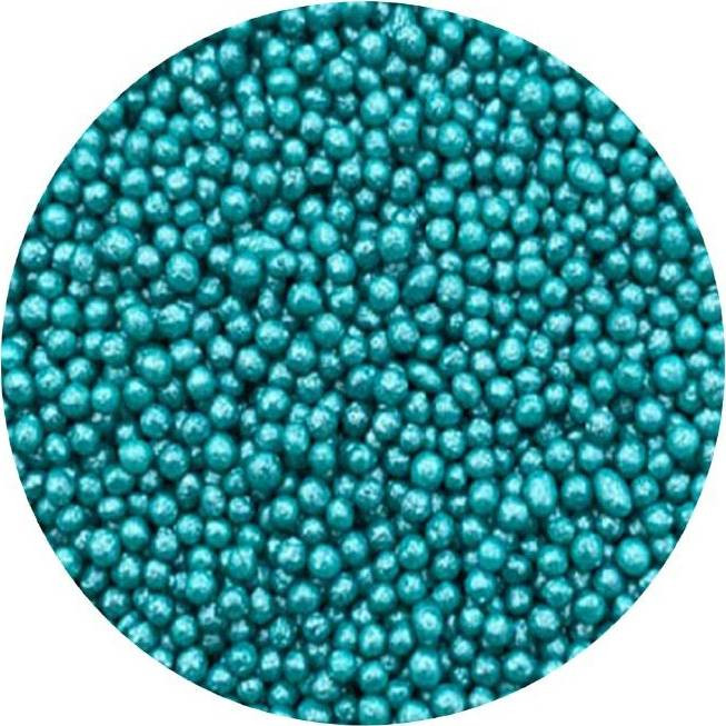 Cukrové perličky metalické tyrkysové 2mm 80g - I LOVE CAKES