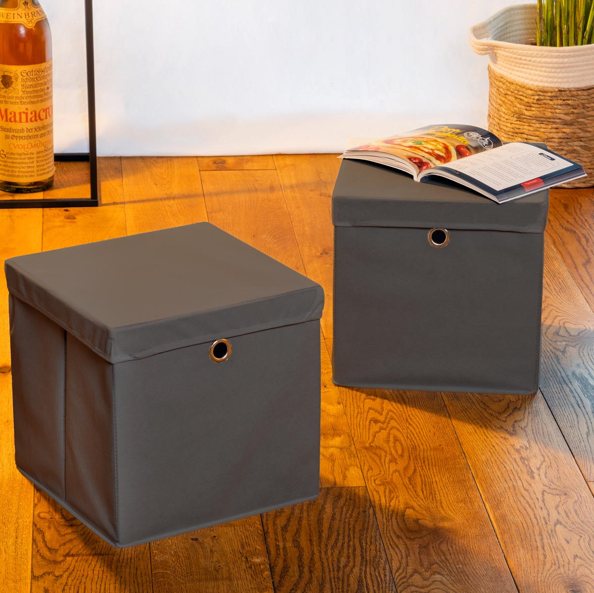 Haushalt international Úložný box, šedý, 2 ks