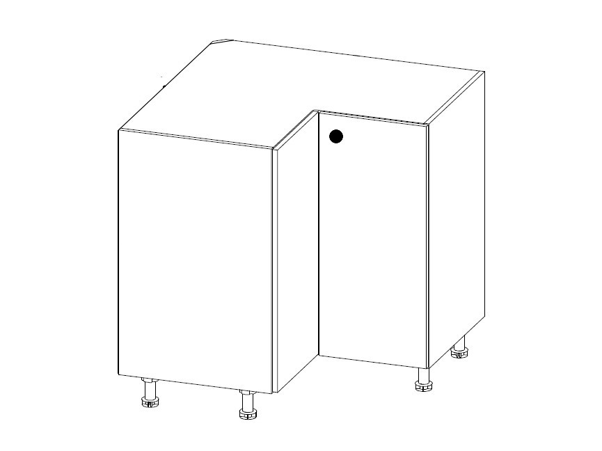 MISAEL dolní rohová skříňka D90N pravá, korpus bílý, dvířka borovice andersen