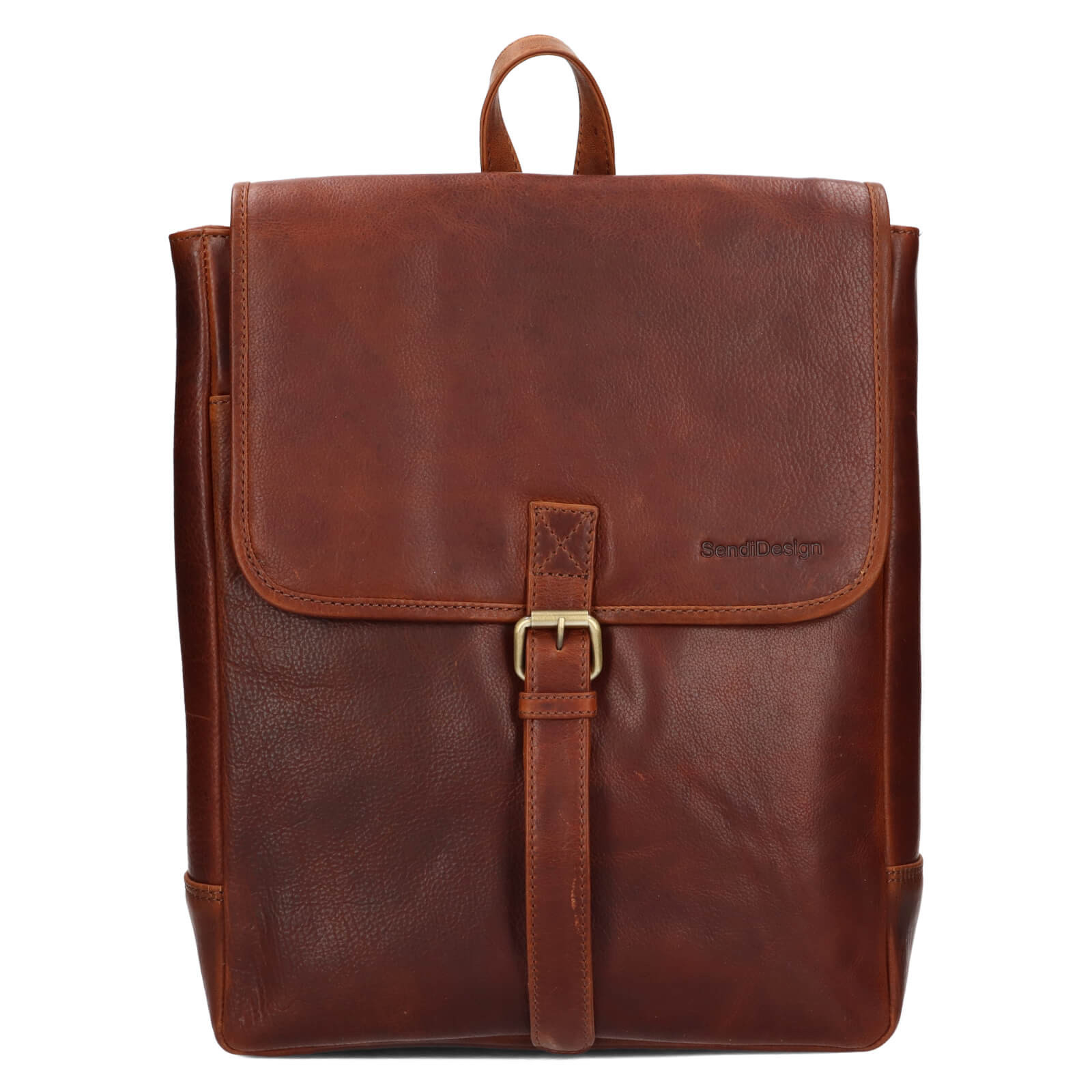 Trendy kožený batoh SendiDesign Monsa - koňak