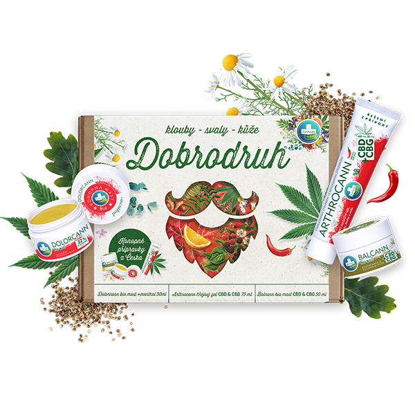 Dárková sada přírodní kosmetiky z konopí DOBRODRUH - péče o svaly, klouby a kůži