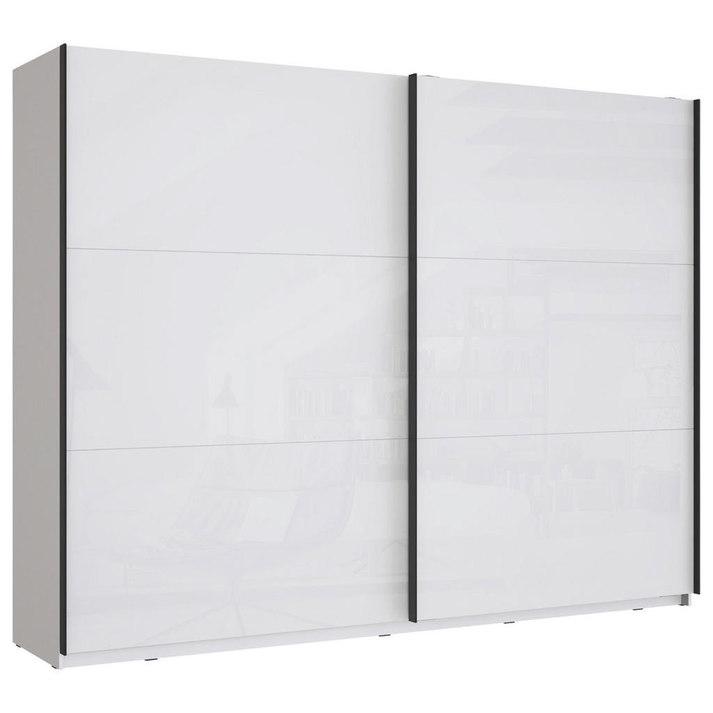home24 SKŘÍŇ S POSOUVACÍMI DVEŘMI, bílá, vysoce lesklá bílá, 269,9/209,7/61,2 cm