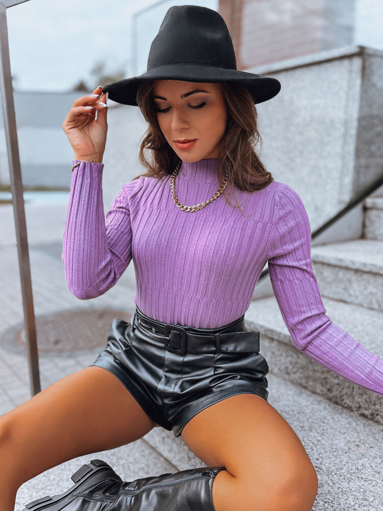 Dámský svetr s rolákem OASIS Barva fialová DSTREET