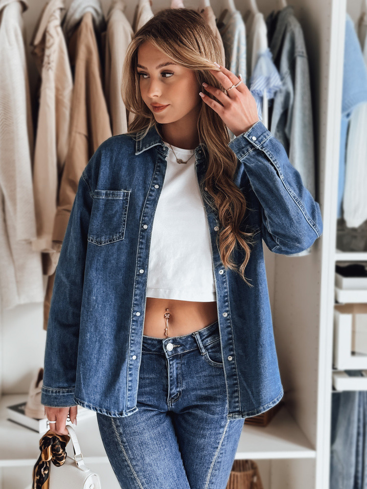 Koszula damska jeansowa oversize OVERLLO niebieska Dstreet