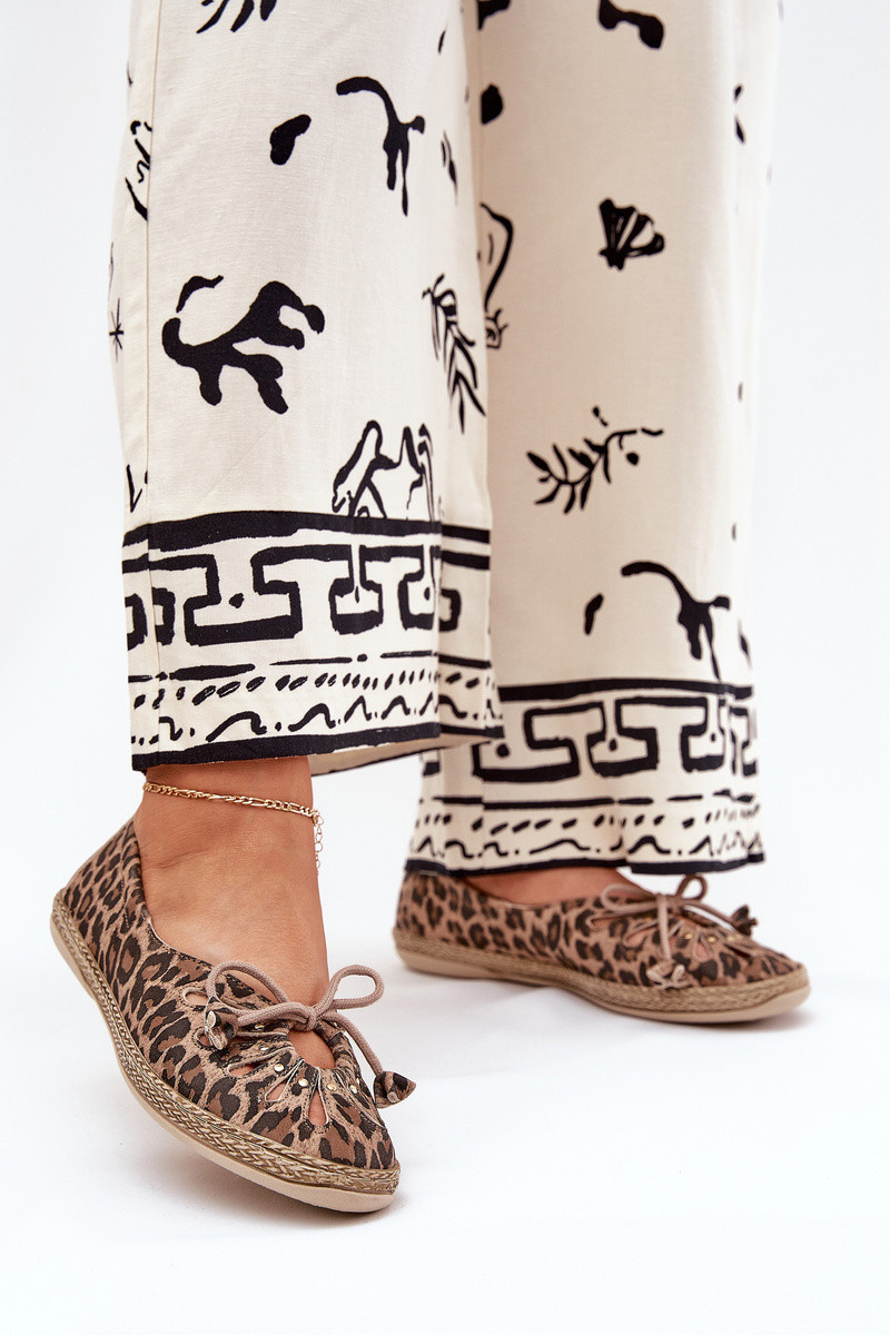 Ploché baleríny z přírodní kůže leopardí Zazoo