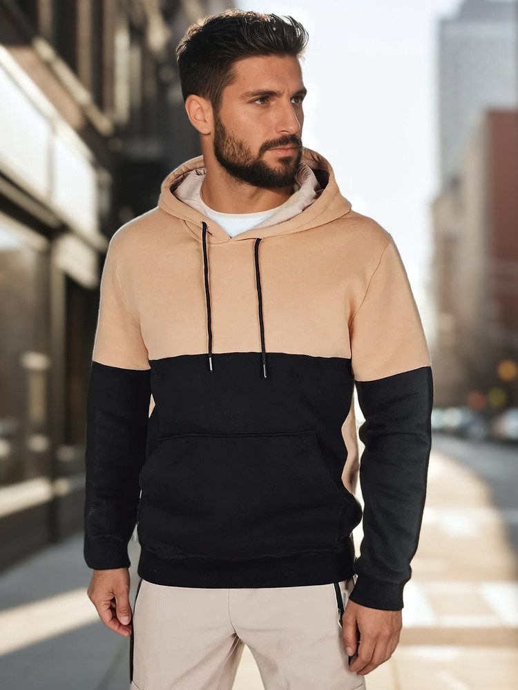 Bluza męska basic z kapturem kamelowa Dstreet