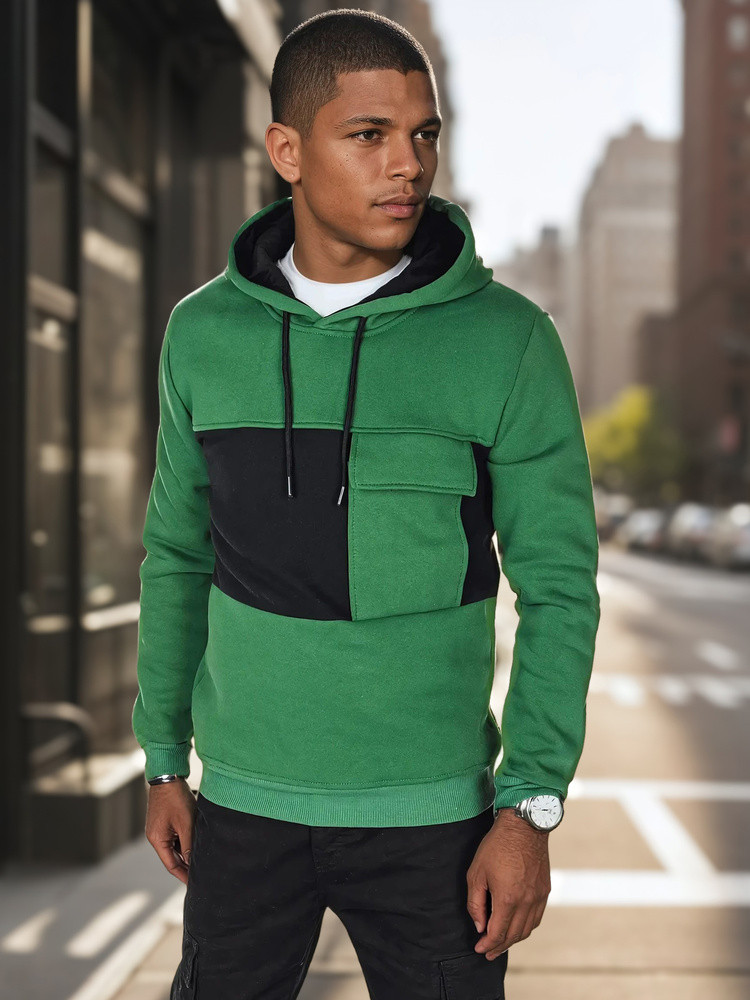 Bluza męska z kapturem ciemnozielona Dstreet