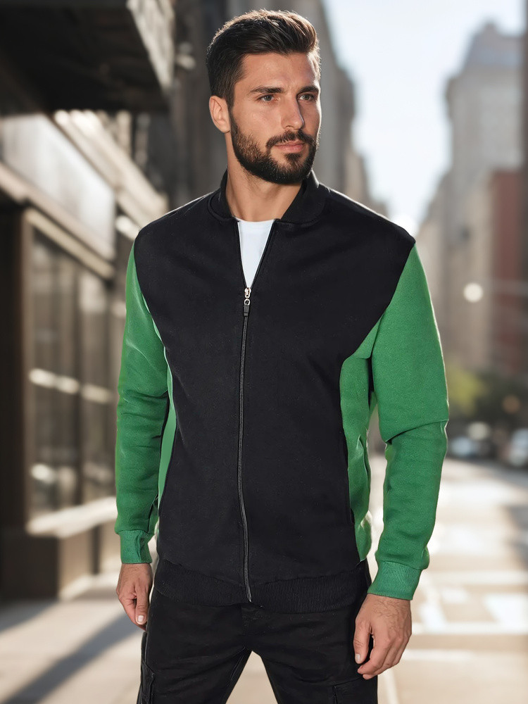 Bluza męska rozpinana za stójką czarna Dstreet