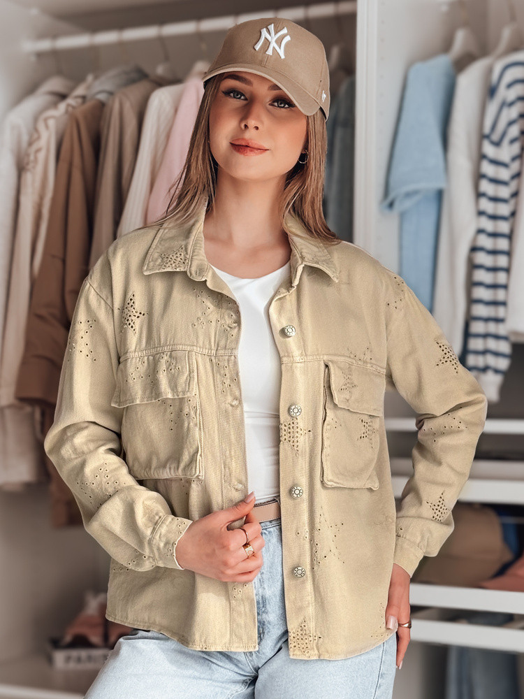 Kurtka damska przejściowa one size w gwiazki STRASHINE brązowa Dstreet