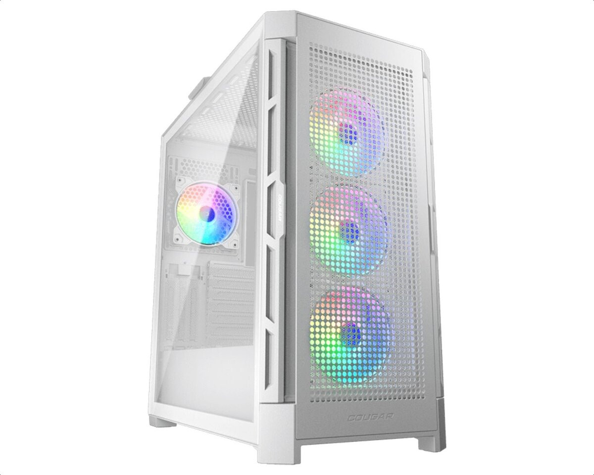 COUGAR PC skříň AIRFACE PRO RGB White Mid Tower Airflow Panel 3 x 120mm ARGB Fans 1x 120mm ARGB Fan TG Left Panel, CGR-5AD1W-AIR-RGB