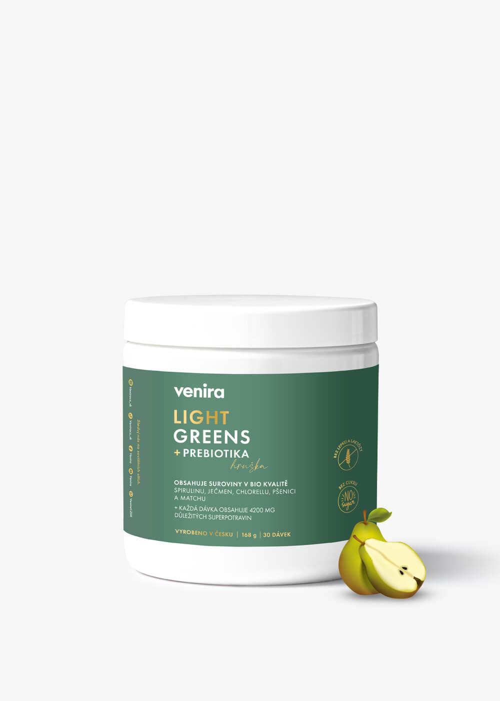VENIRA light greens + prebiotika, hruška, 168 g