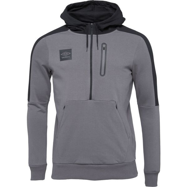 Umbro TERRACE HALF ZIP HOODIE Pánská mikina, tmavě šedá, velikost