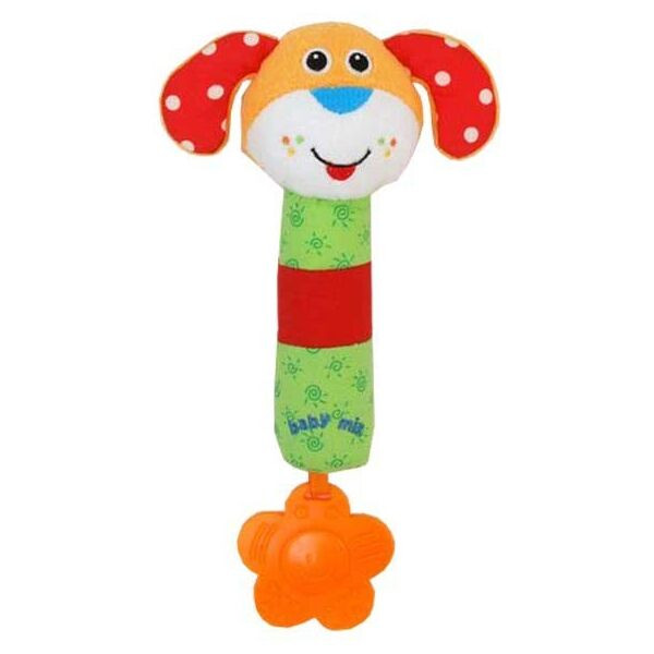 BABY MIX PEJSEK Plyšová hračka s chrastítkem, mix, velikost