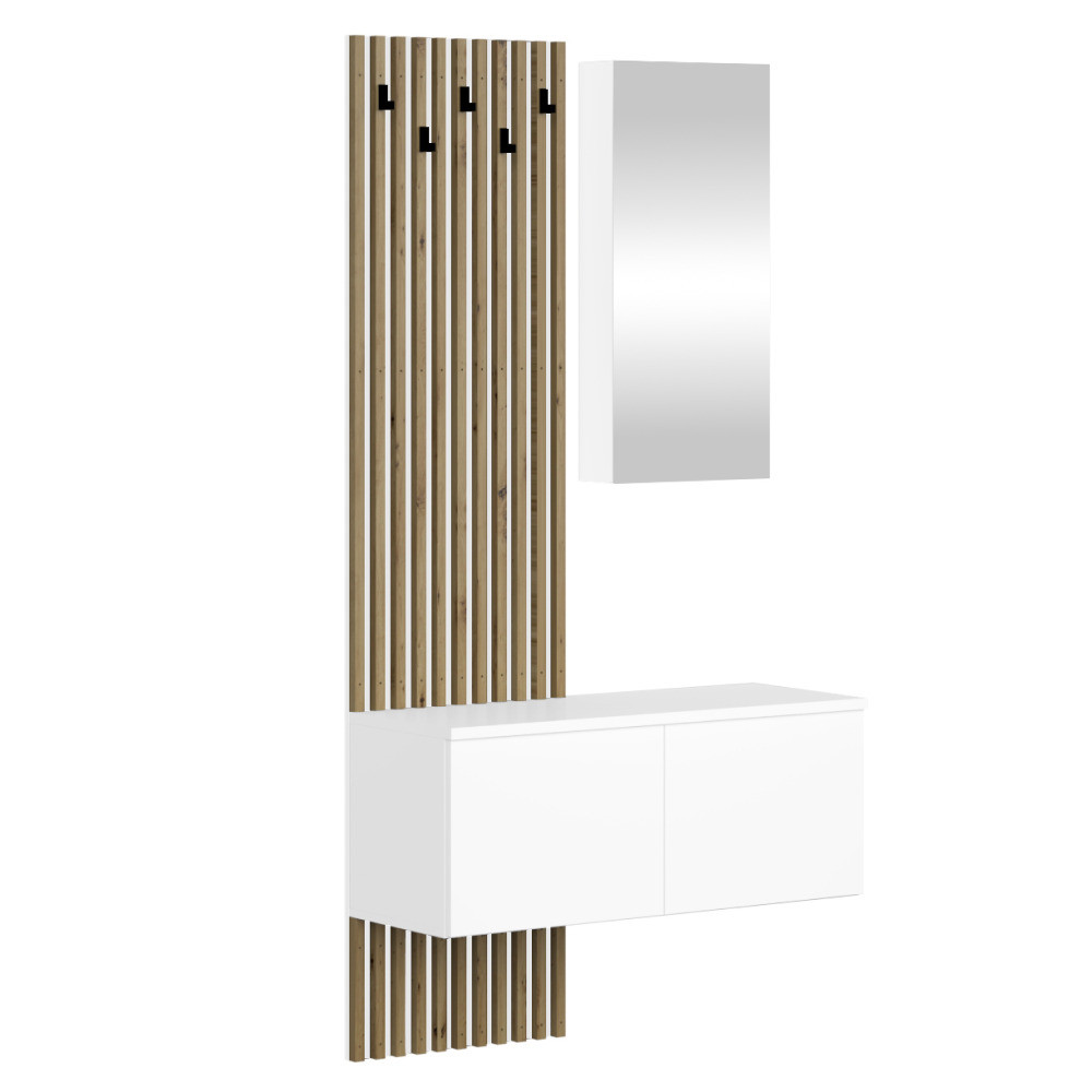 Kondela Předsíňová sestava, bílá/dub artisan, REBEKA