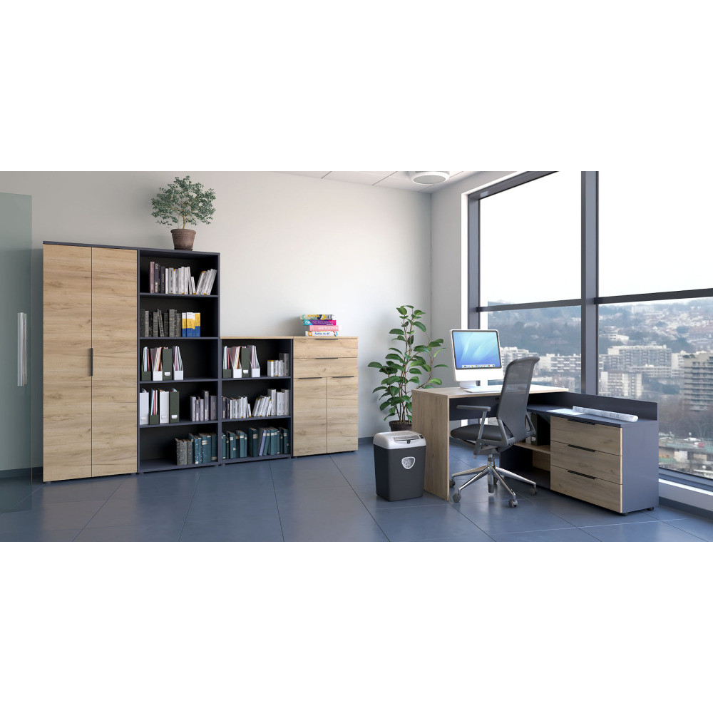 Kondela Kancelářská sestava, grafit/dub artisan, KLAUDIUS