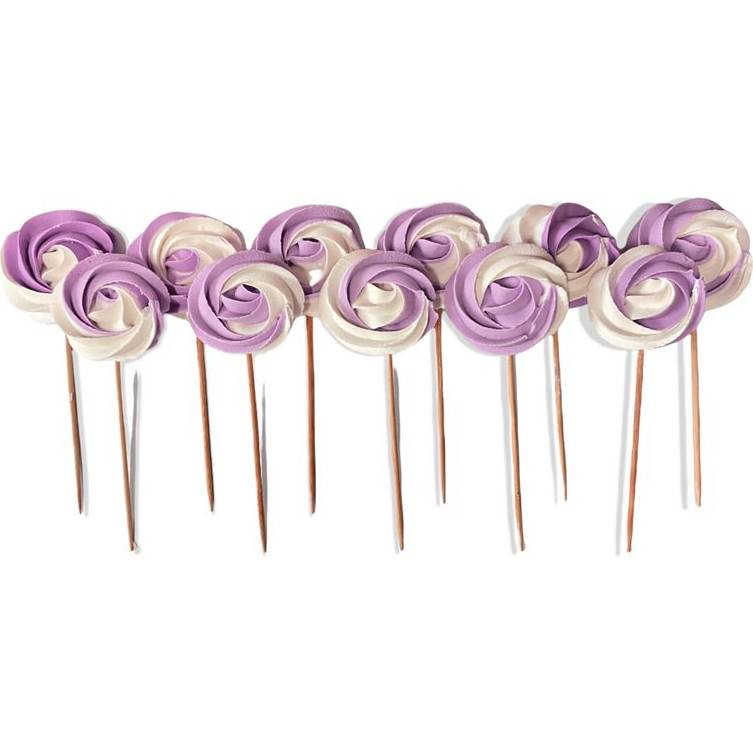 Cukrová lízátka bílo fialová 12ks - I LOVE CAKES - I LOVE CAKES