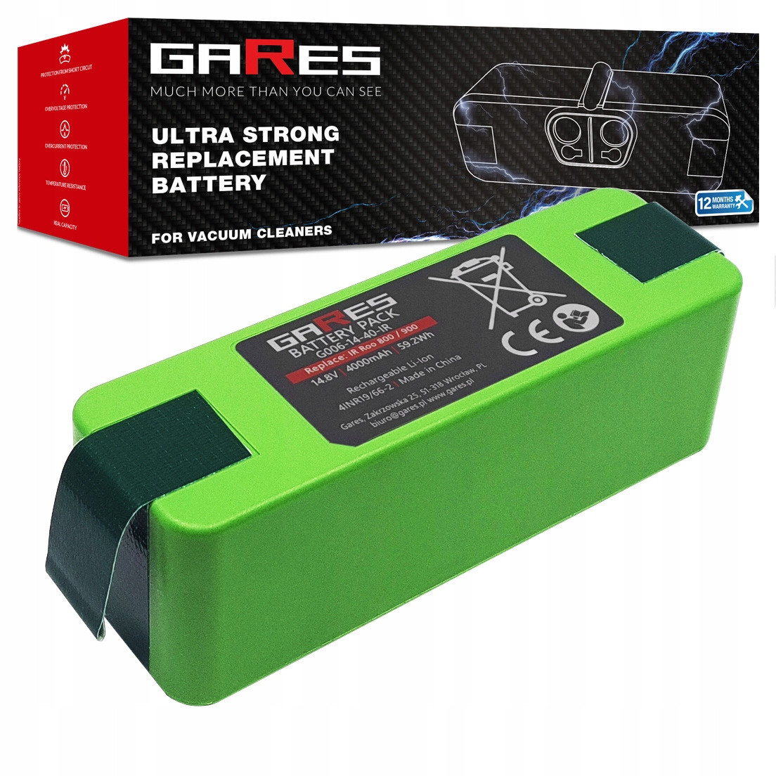 Baterie Akumulátor pro iRobot Roomba 800 880 866 900 980, 14,8V 4000mAh 4Ah