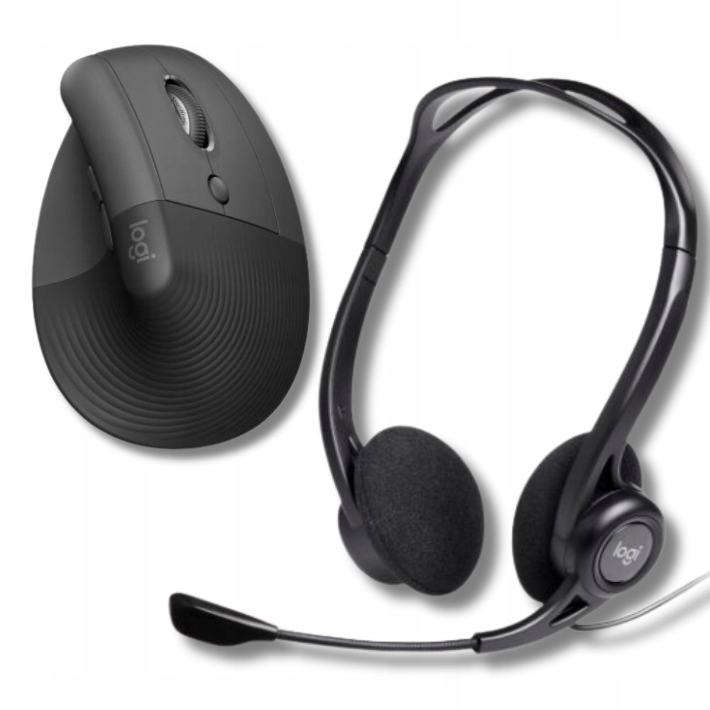 Kancelářská sada Ergonomická bezdrátová myš Logitech Sluchátka a mikrofon