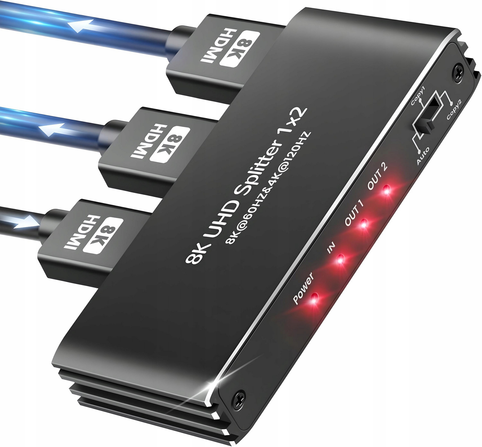 Splitter Hdmi 2.1 1x2 Rozbočovač Ultrahd Hdcp 2.3 8K60HZ 4K 120HZ 2 Tv