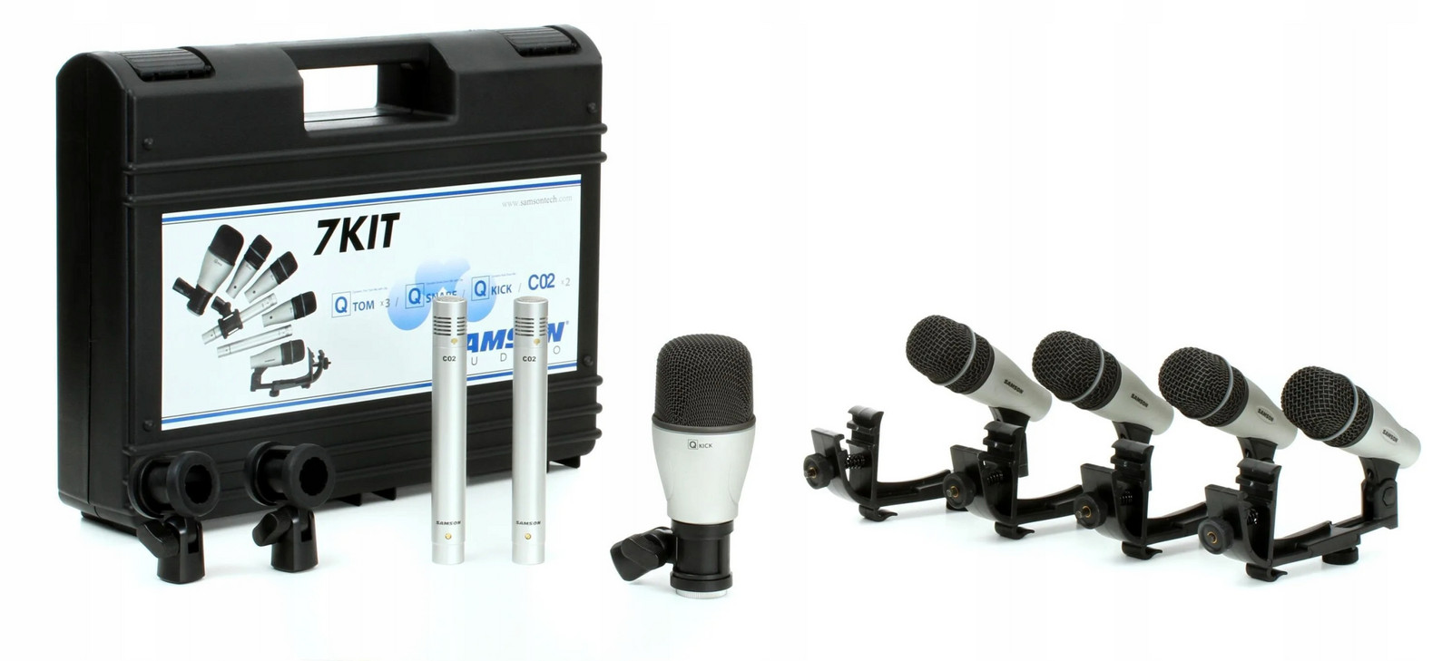 Samson 7kit 7 bicích mikrofonů 3xQ Tom 1xQ Snare 1xQ Kick 2xCO2 +wa
