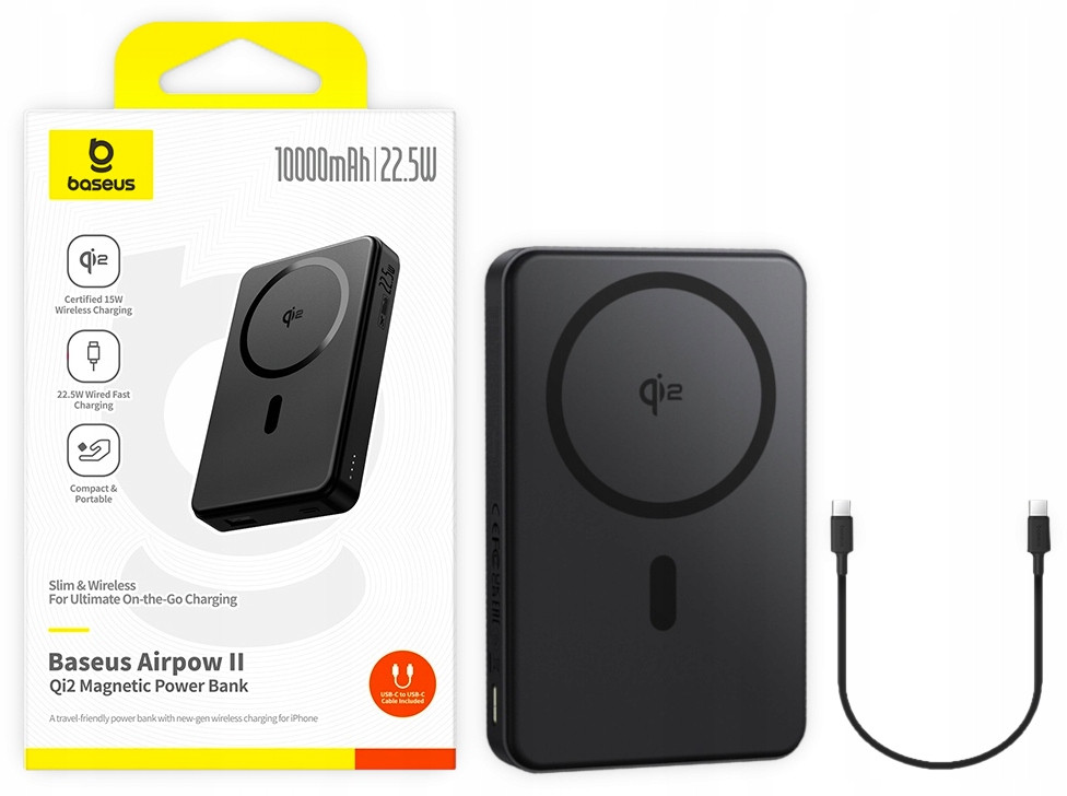 PowerBank Baseus Airpow II Qi2 10000mAh 22.5W Bezdrátové MagSafe letadlo