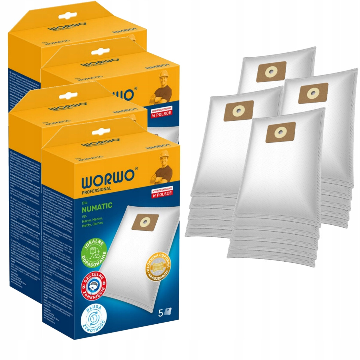 20x Sáčky do vysavače Numatic Harry Henry Hetty James NMB01 Worwo