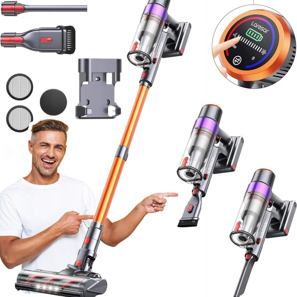 Laresar V8 bezdrátový vertikální lehký s dlouhou dobou provozu 450 W, bezkartáčový